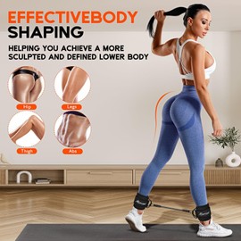 HPYGN Ankle Resistance Bands, Ankle Resistance Bands with Cuffs, Exercise Bands for Working Out, Leg Glutes Training Home Gym Workout Equipment for Women, Kick Back Ankle Strap for cable machines