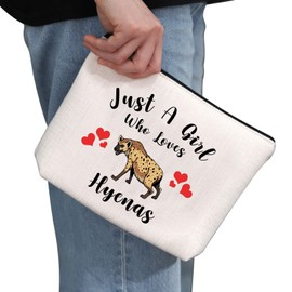PYOUL Hyena Gift Who Loves Hyenas Makeup Bag Hyena Lover Cosmetic Bag Hyena Themed Gift Hyenas Fan Gift Animal Lover Zipper Travel Bag (Loves Hyenas B EU)
