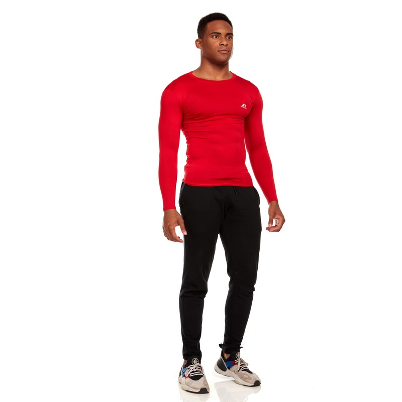 Russell Athletic Men's Compression Long Sleeve Top, Red, Large