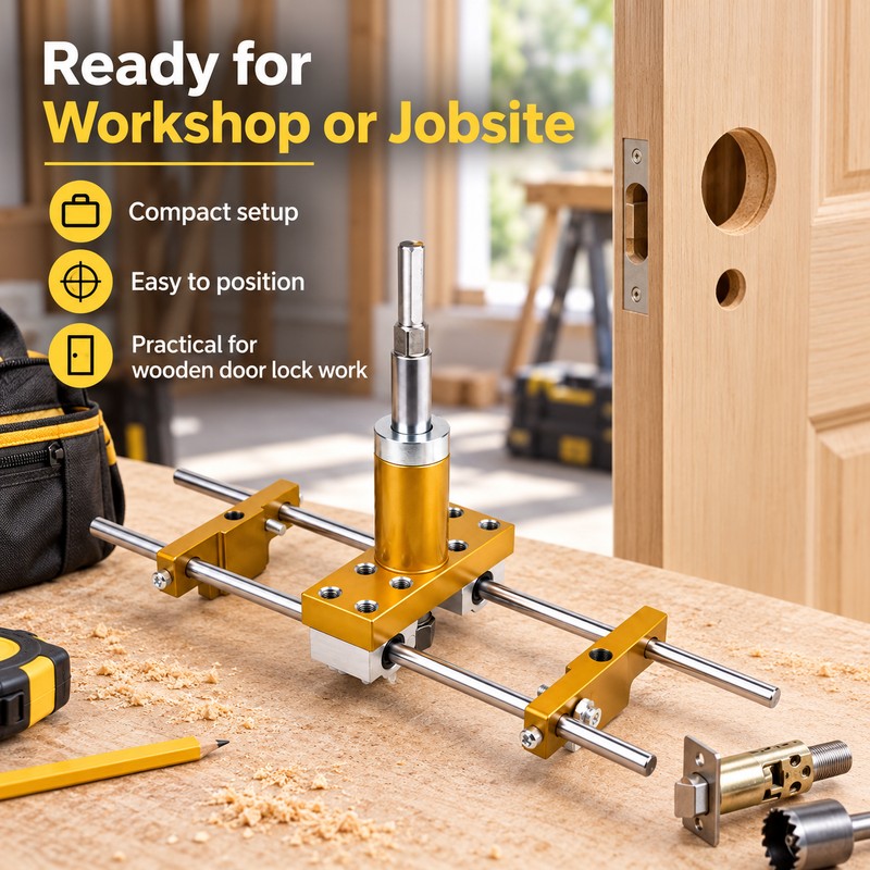 Door Lock Mortise Jig Kit with X Cutters – Adjustable