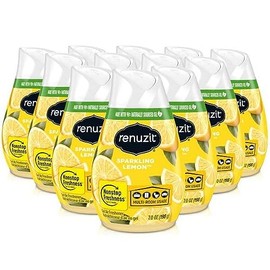 Renuzit Adjustable Solid Gel Air Freshener Cone, Sparkling Lemon, Nonstop Freshness, 7 Ounces, 12 Count