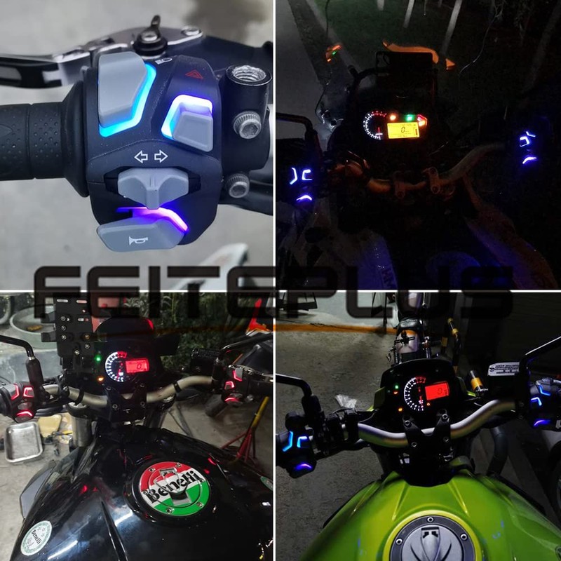 7/8" Motorcycle Switches Blue LED Light Switch for Horn Button