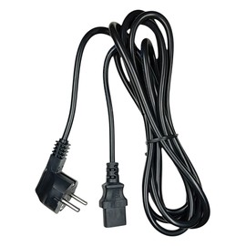 IEC Cable 230 V 10 A Power Cable 3-Pin Power Cable Plug Angled Type F CEE 7/4 IEC Coupling C13 Socket for PC Computer Monitor Printer - Black Cable (3 m)