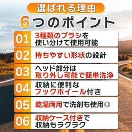 Car Brush, Car Wash Brush, Car Supplies, Non-Scratch, Long, Truck, Brush Set, For Wheels, Body, Details, Pig Bristle, Soft, Motorcycle, Car, Convenient, Storage Bag Included, Car Wash Brush, Large