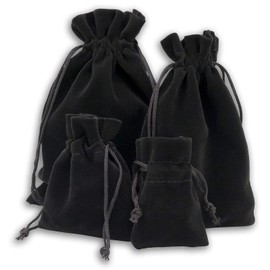 96-Pack X-Large Heavyweight Velvet Bags with Cord Drawstring (6x8, Black) for Tarot Dice Jewelry Crystals Pouches by TheDisplayGuys