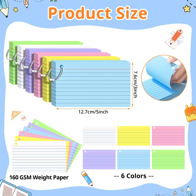 índice Card 3 x 5 6 x 50 hojas Multicolor