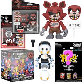 Foxy Action Pirate Figure Five Night's at Freddy's Bitty Pop! Bundled with Circus Blind Box Minis Character and Survive Security Robot Snaps Terror 4 Items