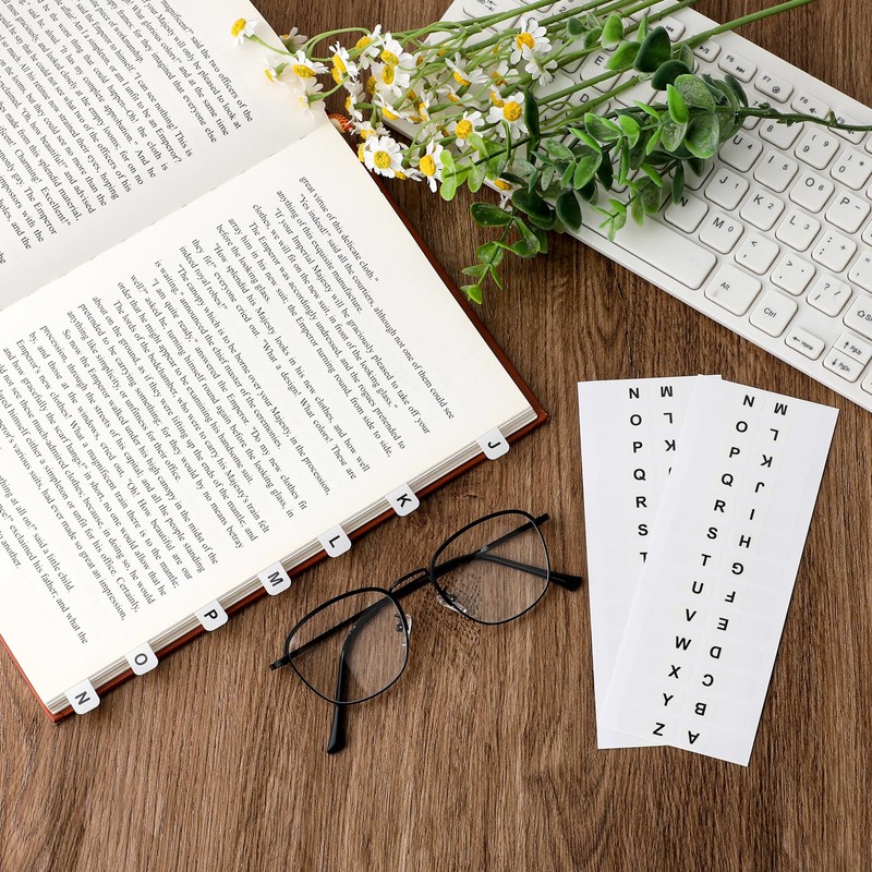 A-Z 26 Alphabet Tabs, Self Adhesive - White and Colorful