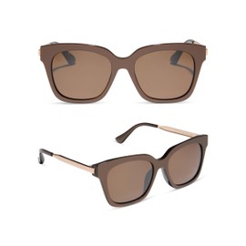 DIFF Bella Oversized Square Sunglasses for Women | Moscow Mule + Brown w/Gold Flash | 100% UV Protection