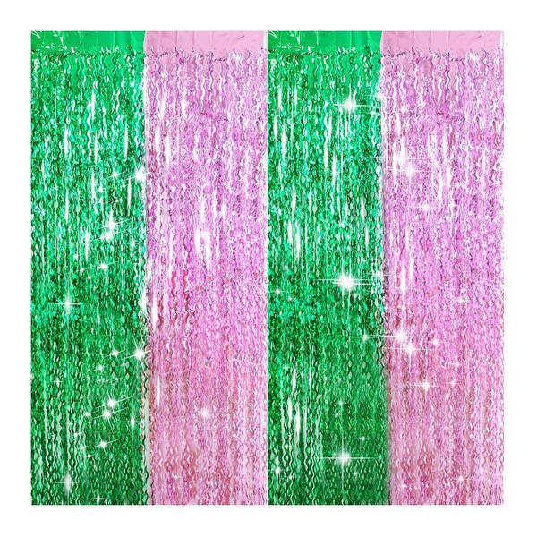 2 Pack Pink and Green Party Backdrop Wave Shaped Party