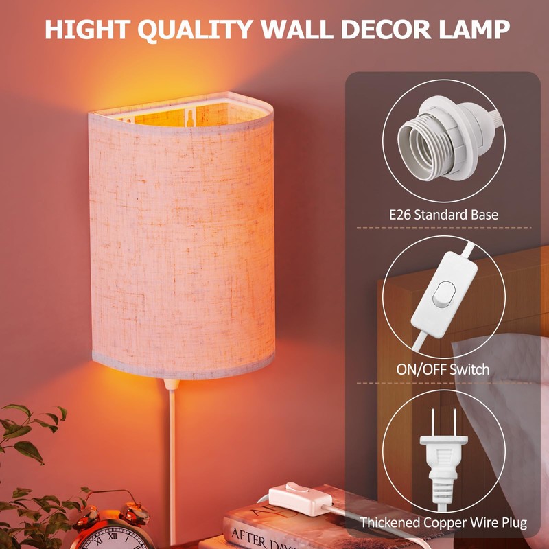 OCATO Plug in Wall Sconces Set of Two: Wall Light