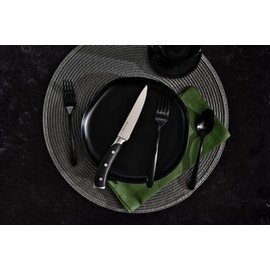 DURA LIVING 8-Piece Serrated Kitchen Steak Knife Set – Forged High Carbon Stainless Steel, Ultra Sharp, Ergonomic Black Handles, Durable Dinner Knives, Black Handle