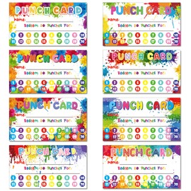 Fumete 400 Pcs Punch Cards for Classroom Reward Cards Behavior Incentive Loyalty Awards for Kids Students Teachers School Business, 8 Styles, 3.5 x 2 in(20 Rainbow Tie Dye Punches Style)