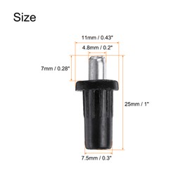 Uxcell 7.5mm Black Plastic Spring Cabinet Pin, 24 Pcs x Cabinet Door Repair Pins