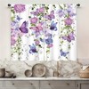 Famiffty Purple Butterfly Kitchen Curtains Rod Pocket Farmhouse Floral Lavender