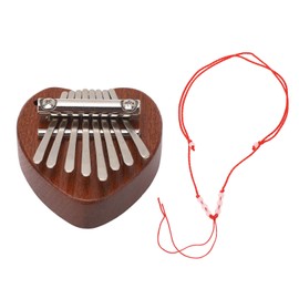 Mini Kalimba 8 Keys Clear and Pleasant Sound Easy to Play Portable Thumb Piano with Hanging Rope XA65 Heart Shape