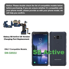 Charging Port Replacement Kit Compatible with Galaxy S8 Active US Version, Dock Board USB-C Connector Only for S8 Active SM-G892U, with Instruction Manual, Toolkit