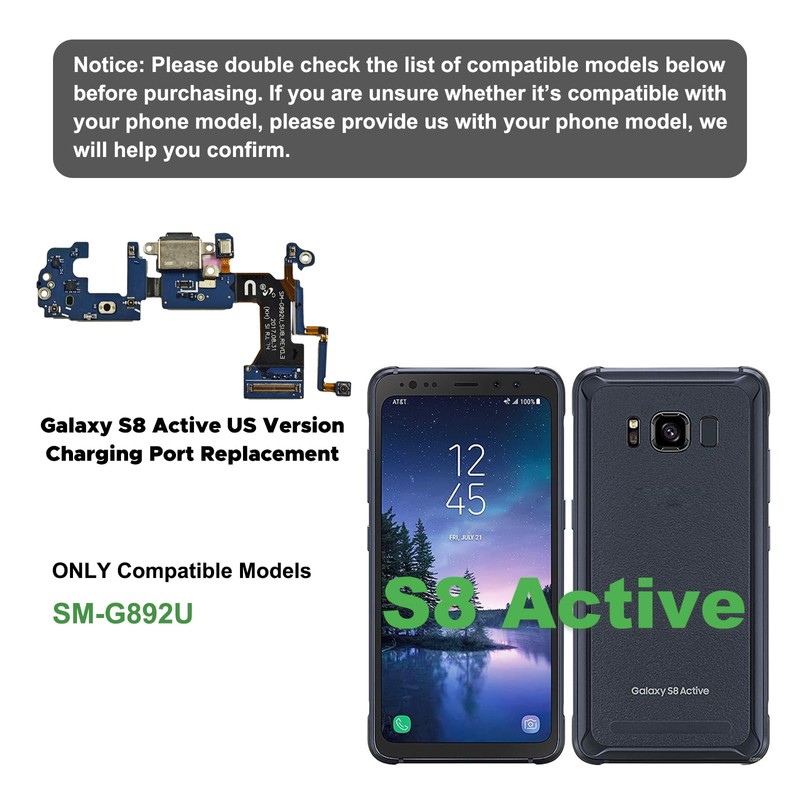 Charging Port Replacement Kit Compatible with Galaxy S8 Active US