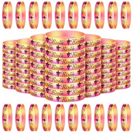 Sosation 120 Pcs Easter Jesus Bracelets Christian Rubber Bracelets He Is Risen Religious Silicone Bracelets Wristband Easter Party Favors Easter Egg Fillers Stuffers Basket Gifts Bulk