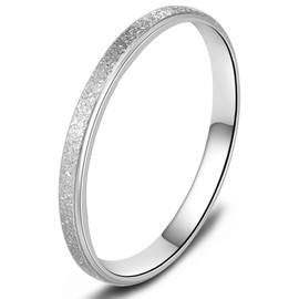 Silver/Gold/Rose Gold/Stainless Steel Band Rings Men Women Wedding Rings Promise Rings Matte Sandblasted Finish Comfortable Fit Size 4-10 (white gold, 5)