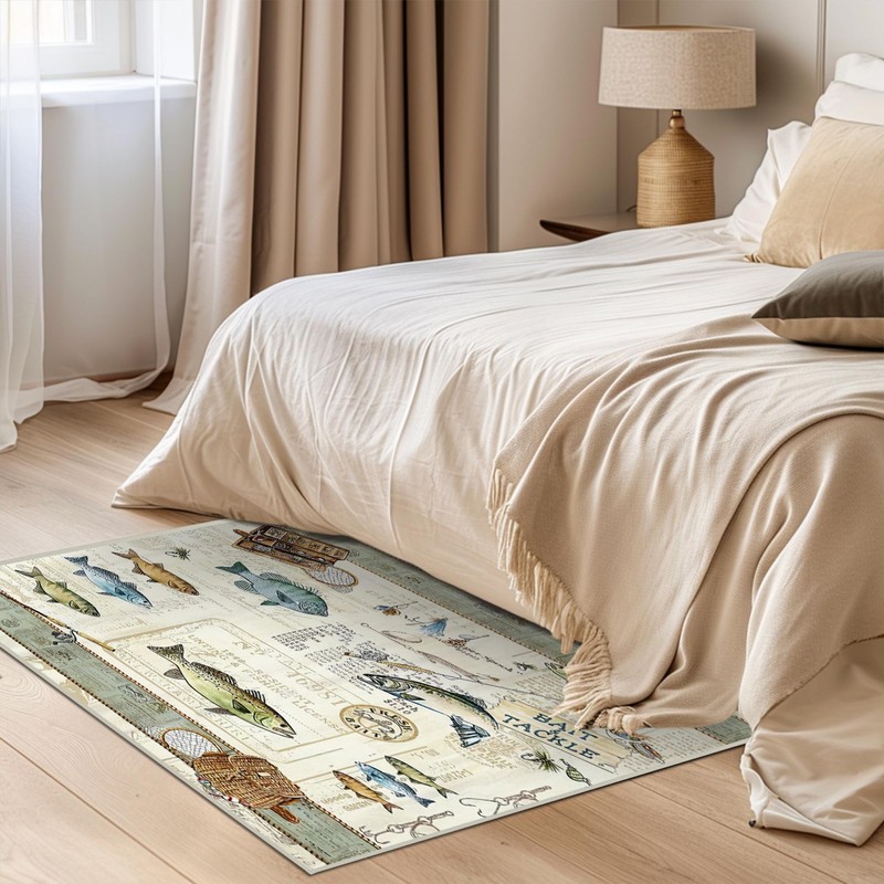 Fishing Rug for Entryway Door Mat 2x3 Cabin Modern Area