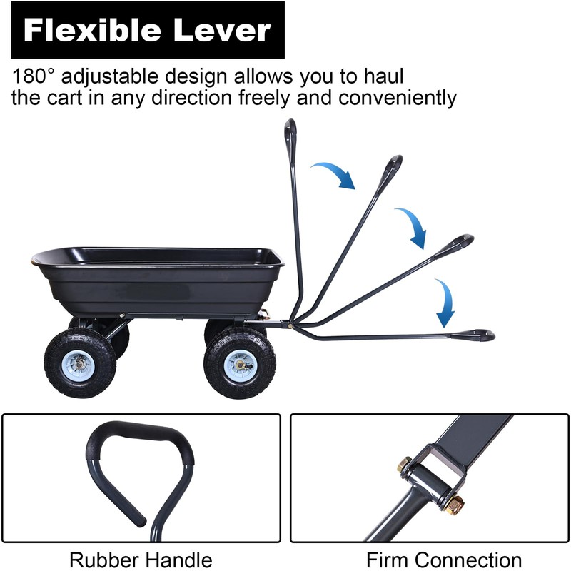 AAIN Heavy Duty Garden Cart with 10" Pneumatic Plastic Tires,