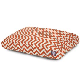 Majestic Pet Shredded Memory Foam Dog Bed Large with Removable Washable Cover – Rectangle Orthopedic Dog Bed–Durable Dog Crate Bed-Flat Dog Bed for Senior Dogs - (44x36) L - Chevron - Burnt Orange
