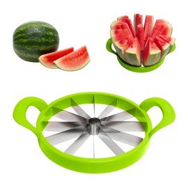 KOLORAE Extra Large Watermelon Slicer, Stainless Steel Cutter with Durable Easy Grip Handles, Round Divider to Easily Cut Fruits, Slices Melons up to 10in.