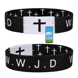 Daily Bible Verse WWJD Bracelet, Christian Jesus Bracelet for Women Men, Jesus Gift Wristband, WWJD Bracelet - What Would Jesus Do Bracelet Black