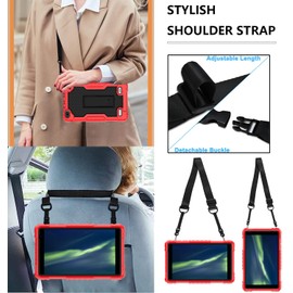 Doemoil Case for BLU M8L 2022,BLU M8L Plus 8 inch Tablet - [Built-in Kickstand] Anti Slip Kids Friendly Shockproof Silicone Protective Cover (Red/Black)