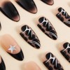 LWTZLW Black French Tip Press on Nails Medium Almond False
