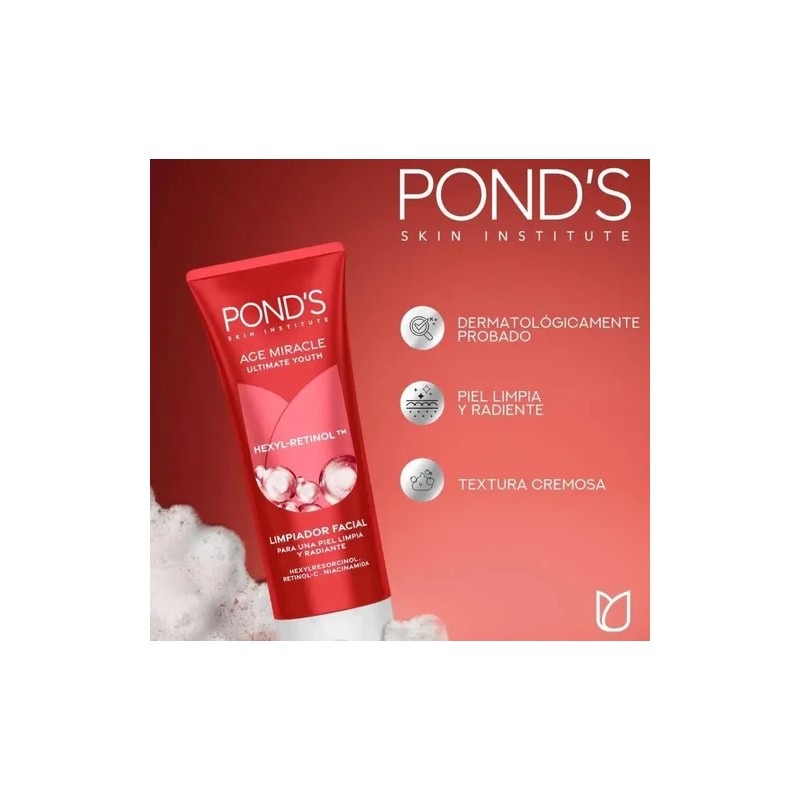 Pond's Age Miracle Limpiador Facial en Espuma con Hexyl-Retinol, 100g