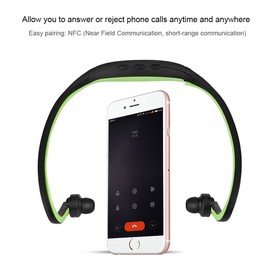 Bluetooth Headset, Sport Wireless Bluetooth 4.1 Neckband Earphone Stereo Headphones Headset w/Mic, TF Card Slot and Hands-free Calls(Green)