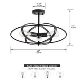 Wonlity Semi Flush Mount Ceiling Light, 3-Light Close to Ceiling Light Fixture with Drum Cover Suitable for Bedroom, Dining Room, Kitchen, Corridor, Entrance, Living Room Staircase