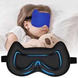 3D Kids Sleep Eye Mask: 3D Contoured Cup Sleeping Masks, Blindfold Sleep Eye Cover with Adjustable Strap, Memory Foam Lightweight Night Eyeshade for Boys Girls Teens (Royal Blue)