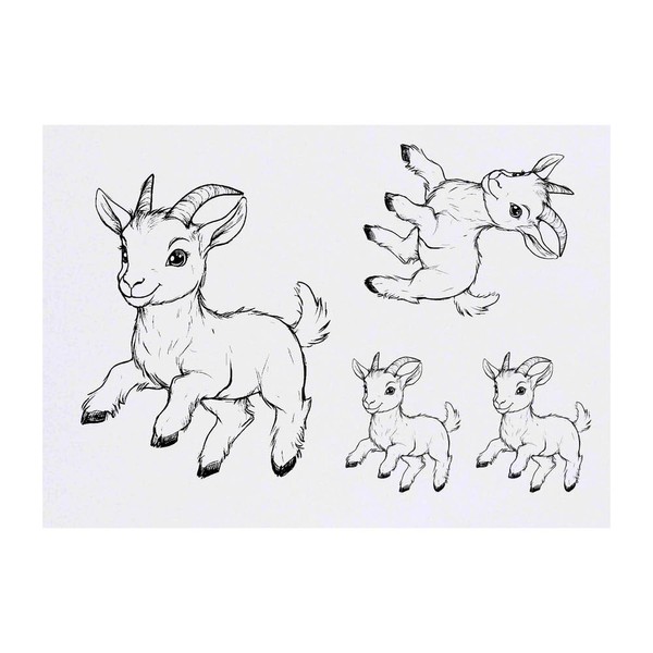 Azeeda 4 x 'Süße Ziege springt' Temporäre Tattoos - Wasserfest,