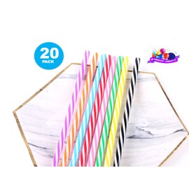 DEcorative Concepts UK - Silly Straws Glasses, Reusable Straws, Eye Glasses DIY, Drinking Straw, for Milk, Juice, Drinks, Kids Birthday Party, Beach Parties (20 Re-usable Straws)