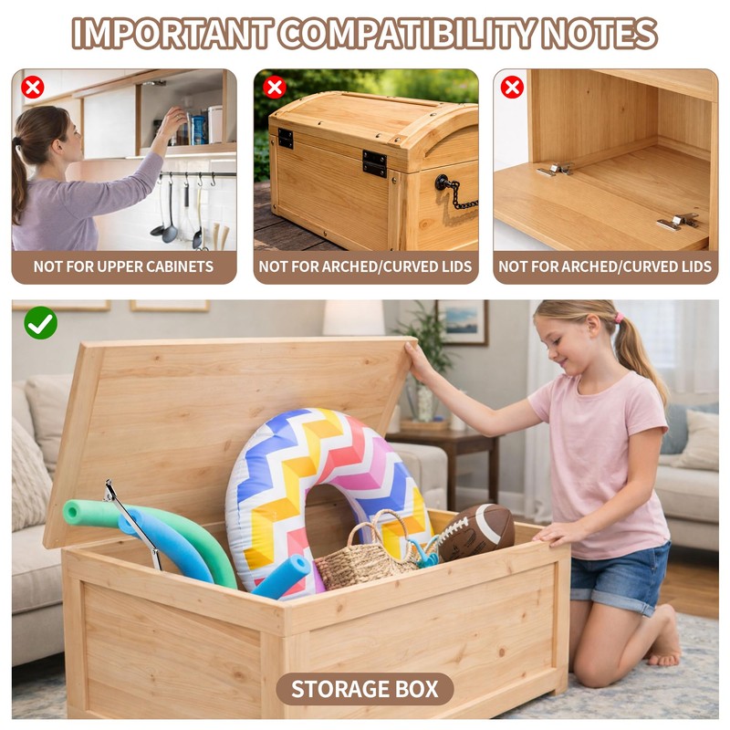 2 Pack Toy Box Hinges, Soft Close Hinges with Multi-Angle
