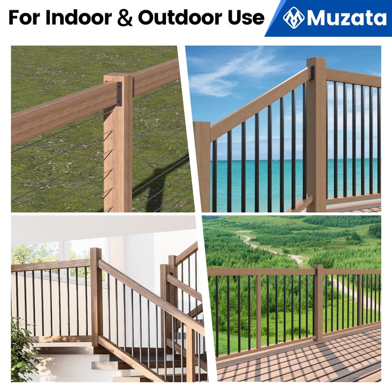 Muzata 12Pcs Deck Railing Brackets Connectors Rail Support Kit for