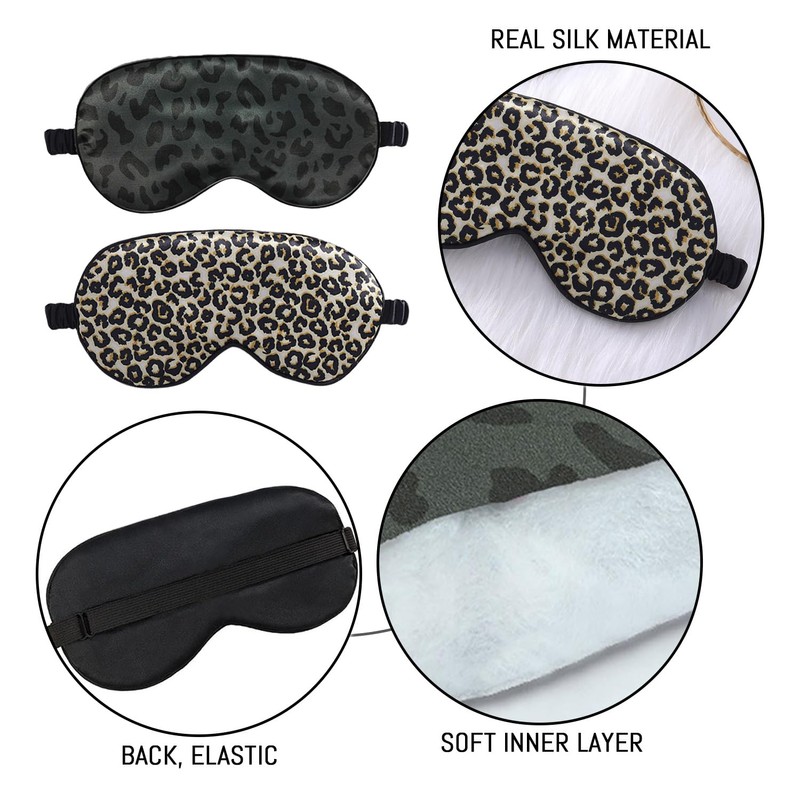 2 Pieces Leopard Print Eye Mask, Sleeping Aid, Satin Shading