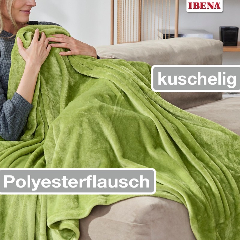 Ibena home blanket microfiber apple green size 150x200 cm