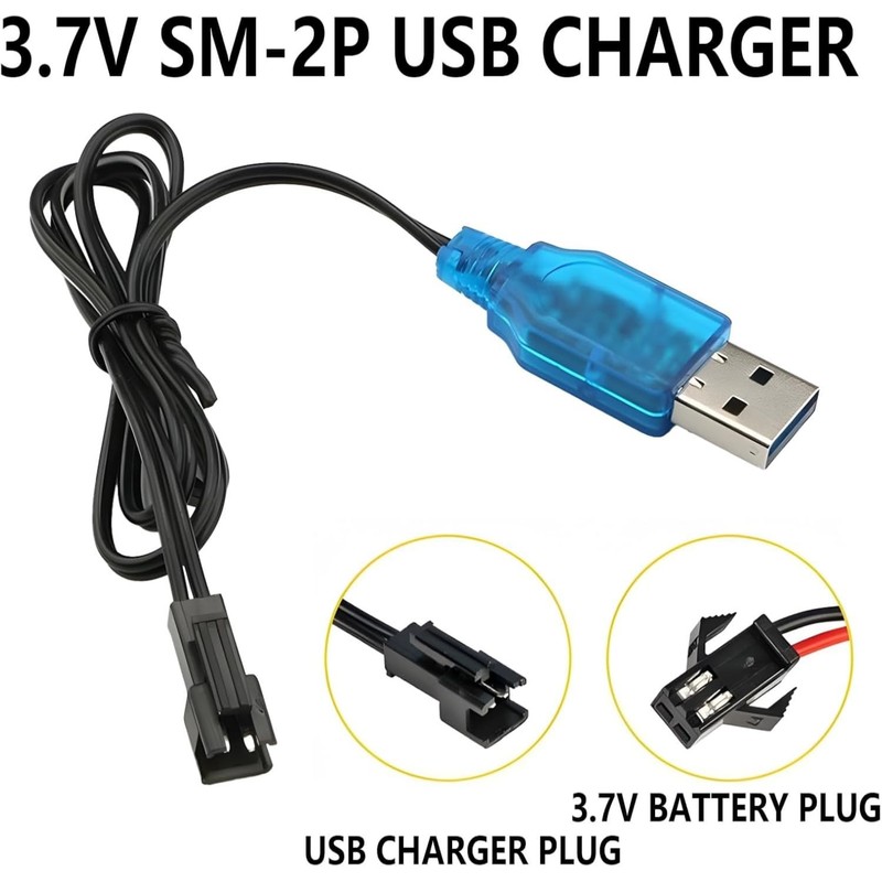 2 PackUniversal 3.7V USB Charger Cable with SM-2P Plug for