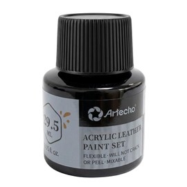 Artecho Pintura acrílica negra para cuero, 1 onza, pintura para cuero, para zapatos, zapatillas, botas, bolsos, sofás, chaquetas y muebles, no se agri