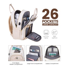 LOVEVOOK Laptop Backpack Women 15,6 inch, Waterproof Rucksack Bag for Women with USB Port & Anti-theft Zipper, Large Womens Laptop Bags Back Pack for Work College Teacher Uni School Travel