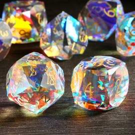 DNDND 7-Piece Prism Glass D&D Dice Set - Rainbow Multifaceted RPG Dice for Dungeons & Dragons, Tabletop Gaming, Collectors | Premium Gift Box & Durable Design (Rainbow)