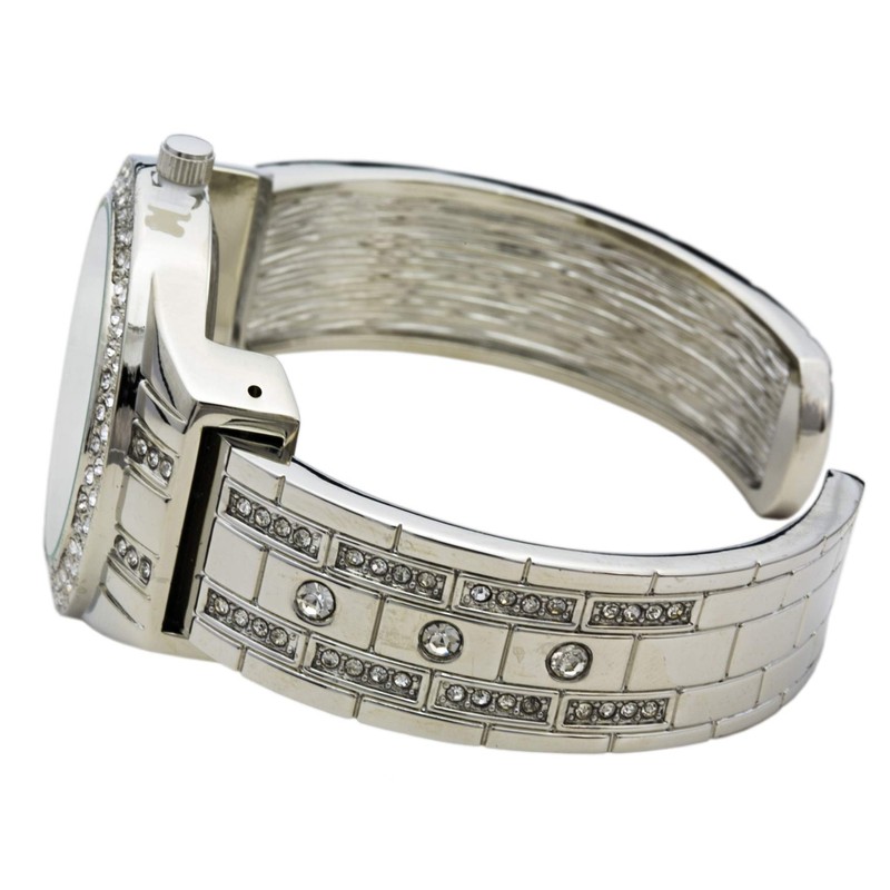 Blekon Collections Quartz Women's 34mm Case Elegant Rhinestone Bangle Watch