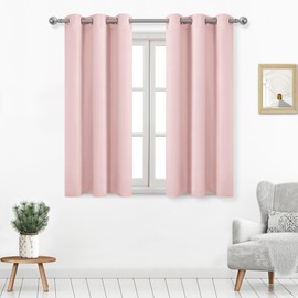 DWCN Blush Pink Curtains 45 Inches Long for Bedroom, Spring Blackout Curtains for Living Room 2 Panels Set, Solid Grommet Curtains Drapes for Girls Room - 38W x 45L Inches, Blush Pink