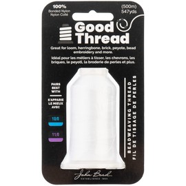 John Bead Good Thread 500m Spool White Bonded Nylon Thread | Beading Thread for Jewelry Making | Durable Nylon Thread for Craft Projects | Bead Weaving Thread | Bead Making Thread