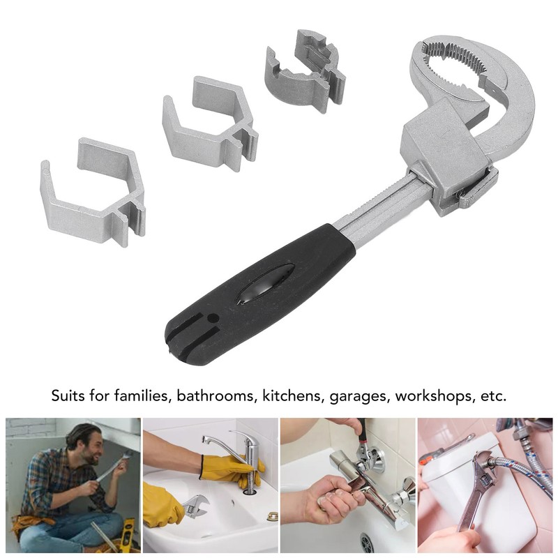Multifunctional Wrench Double Ended Adjustable Opening Aluminium Alloy for Basin
