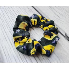 Satin Scrunchies for Women - No Crease Hair Ties for Women| Scrunchies For All Hair Types and Textures, Perfect for Day or Night pack of 2 (Black & Yellow)